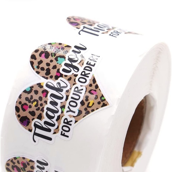 Other - LAST SET 🐆50 Cheetah print Heart - thank you stickers